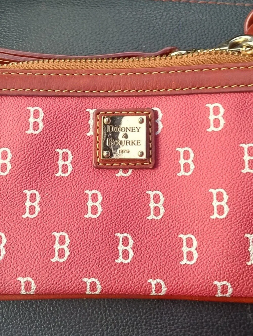Dooney & Bourke RED Boston Red Sox Wristlet with Gold Plaque
